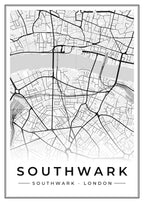 Street map poster of Southwark, Southwark, London