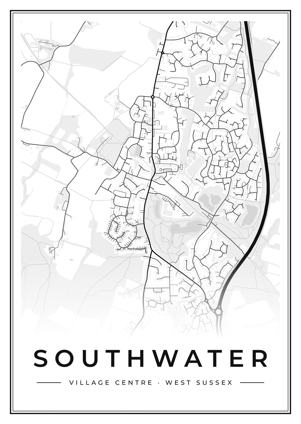 Southwater Village Centre Street Map Poster