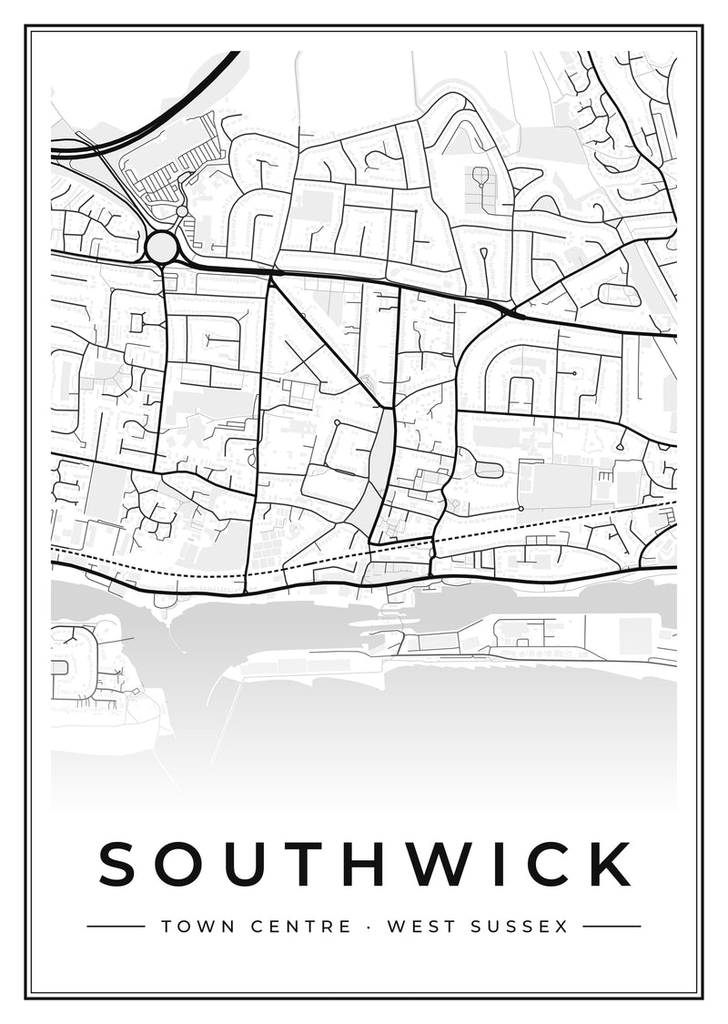 Southwick Town Centre Street Map Poster