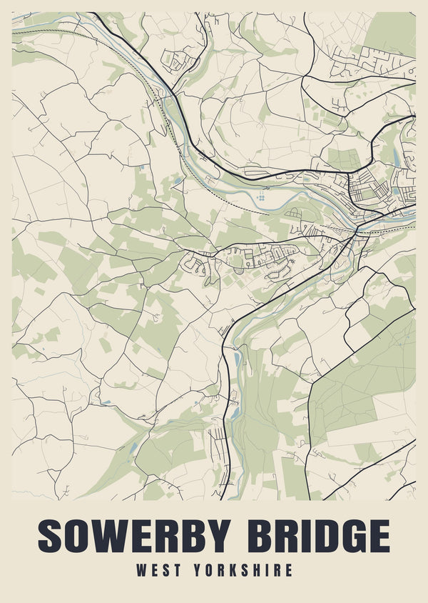 Sowerby Bridge Street Map Poster