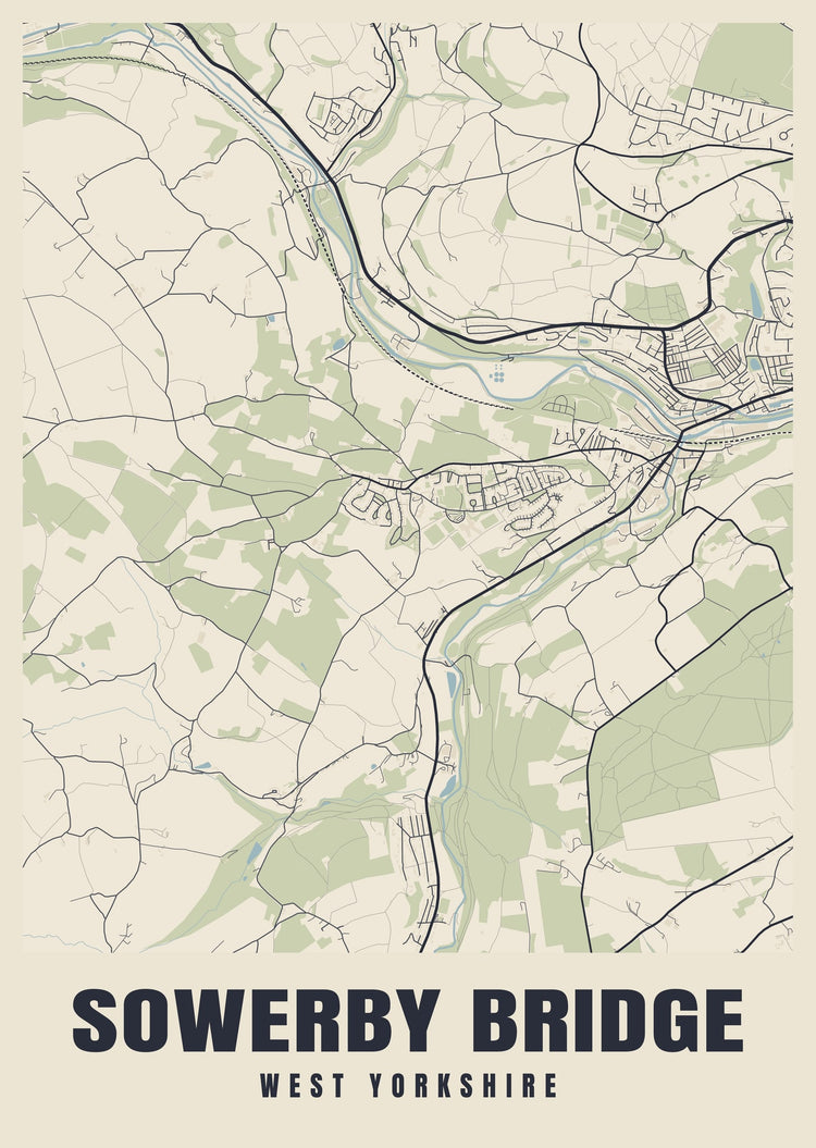 Sowerby Bridge Street Map Poster