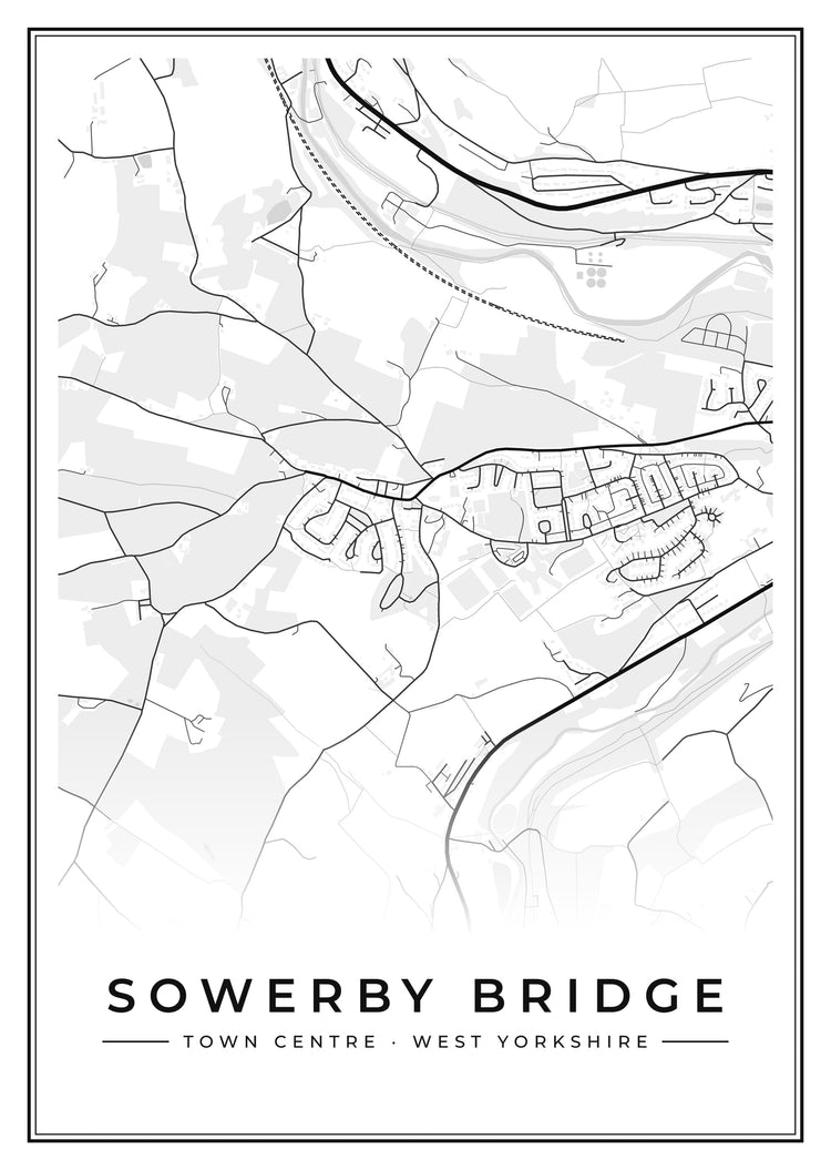 Sowerby Bridge Town Centre Street Map Poster