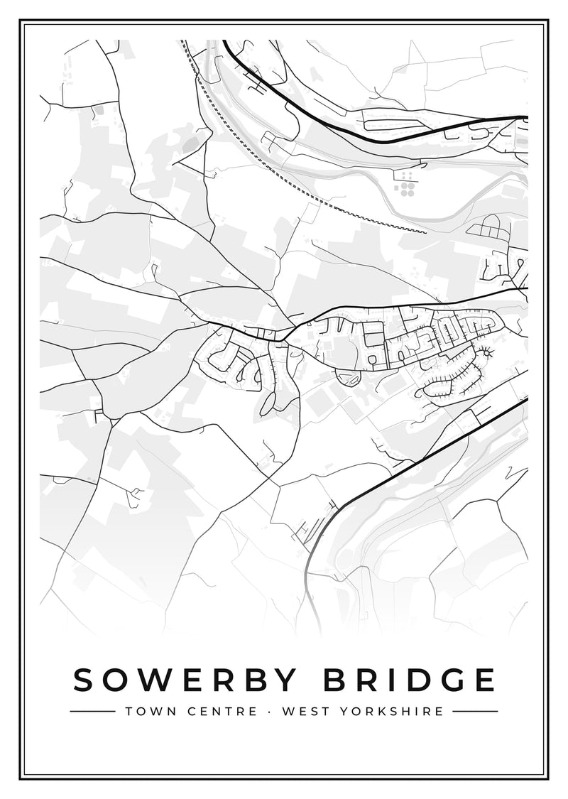 Sowerby Bridge Town Centre Street Map Poster