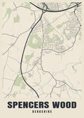 Street map poster of Spencers Wood, Berkshire