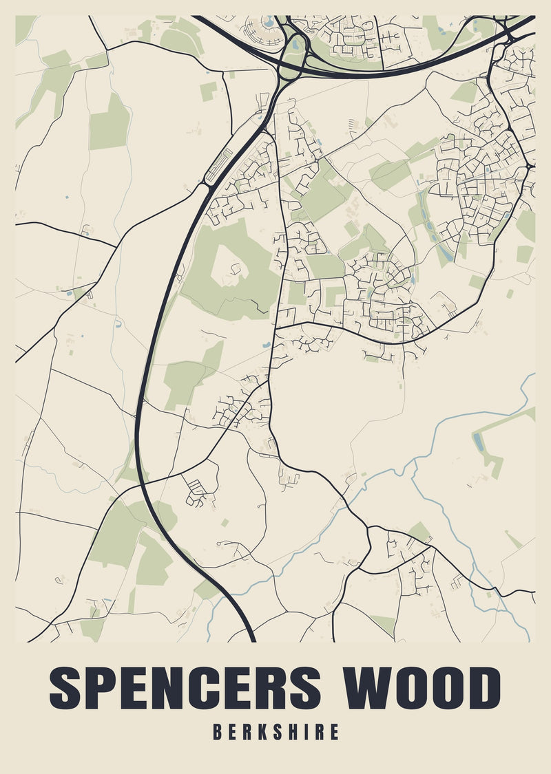 Spencers Wood Street Map Poster