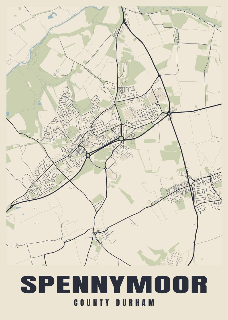 Spennymoor Street Map Poster
