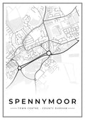 Street map poster of Spennymoor town centre, County Durham