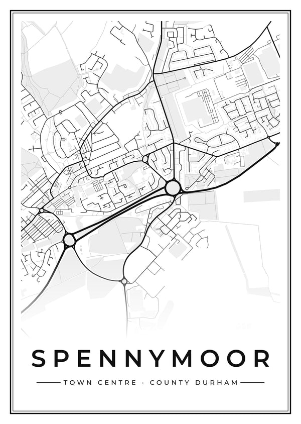 Spennymoor Town Centre Street Map Poster