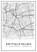 Street map poster of Spitalfields, Tower Hamlets, London