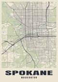 Street map poster of Spokane, Washington