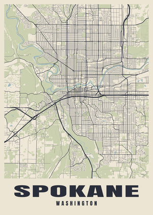 Spokane Street Map Poster