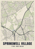 Street map poster of Springwell Village, Tyne and Wear