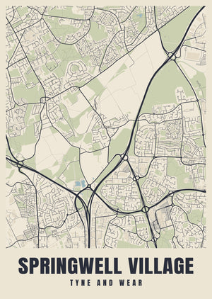 Springwell Village Street Map Poster