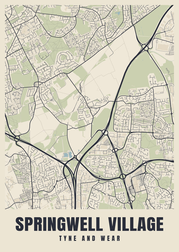 Springwell Village Street Map Poster