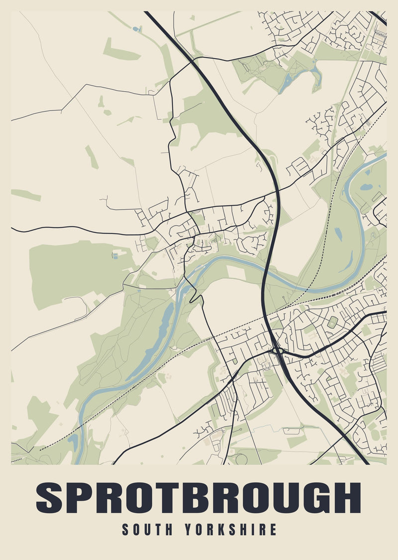 Sprotbrough Street Map Poster