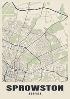 Street map poster of Sprowston, Norfolk