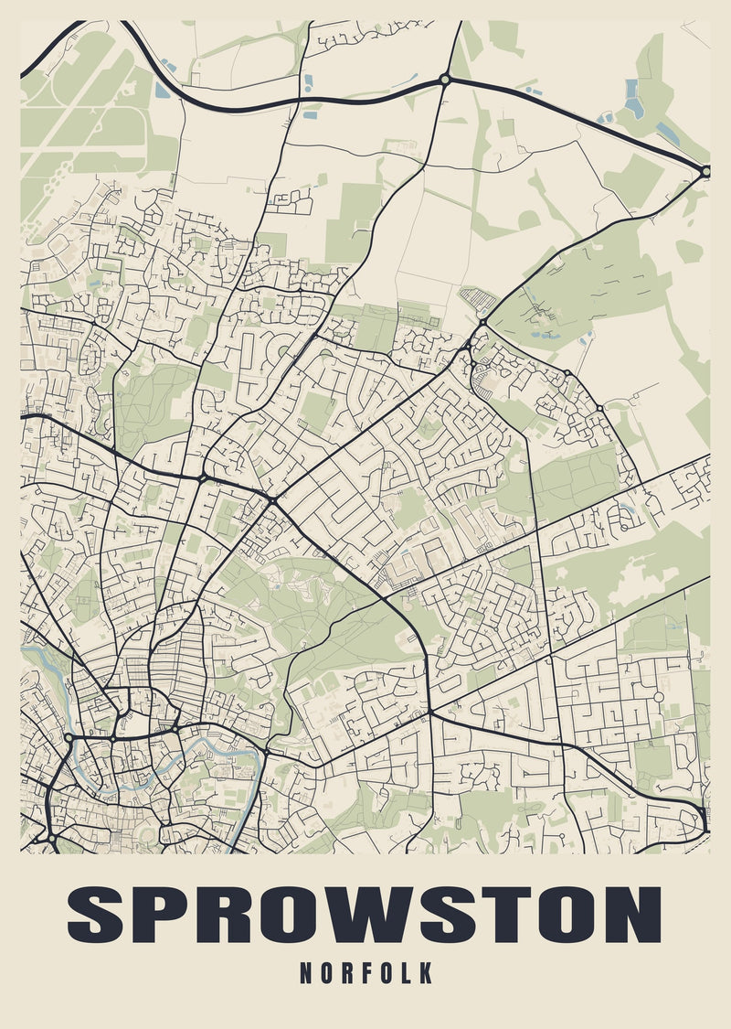 Sprowston Street Map Poster