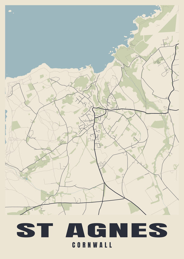 St Agnes Street Map Poster