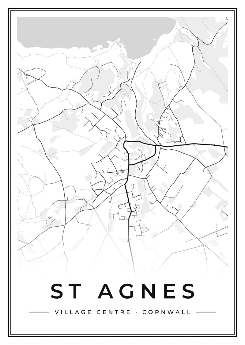St Agnes Village Centre Street Map Poster