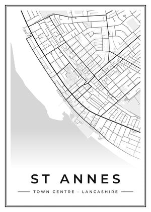 St Annes Town Centre Street Map Poster