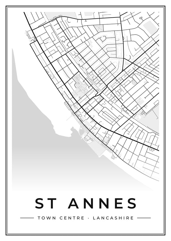 St Annes Town Centre Street Map Poster