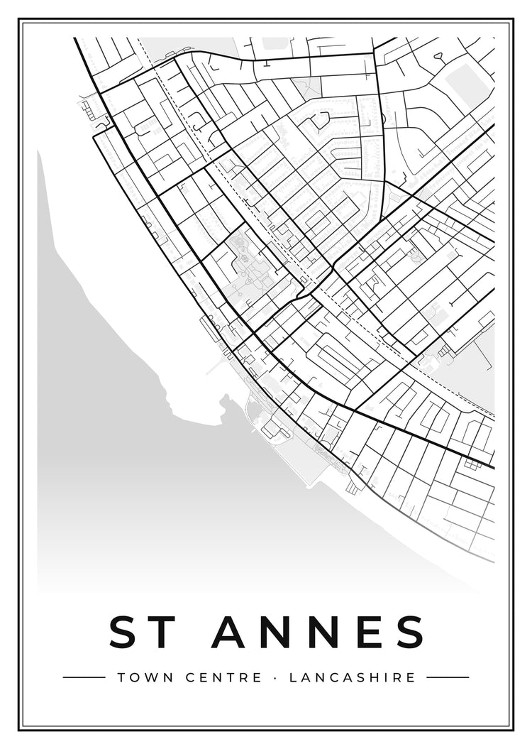 St Annes Town Centre Street Map Poster
