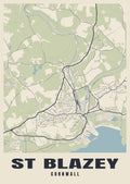 Street map poster of St Blazey, Cornwall
