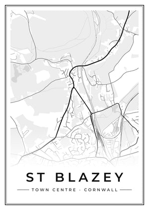 St Blazey Town Centre Street Map Poster