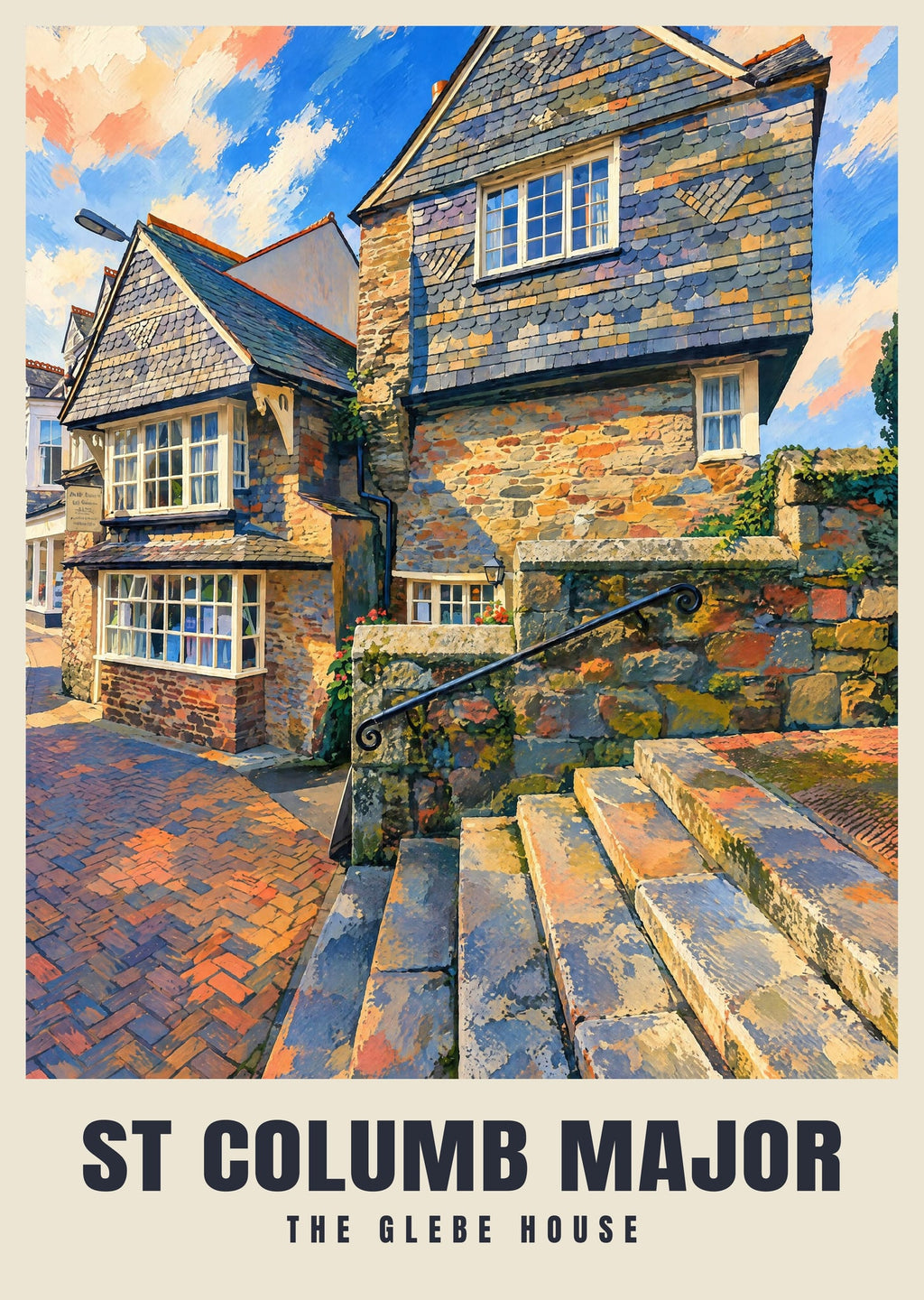 The Glebe House, St Columb Major poster, Gouache style