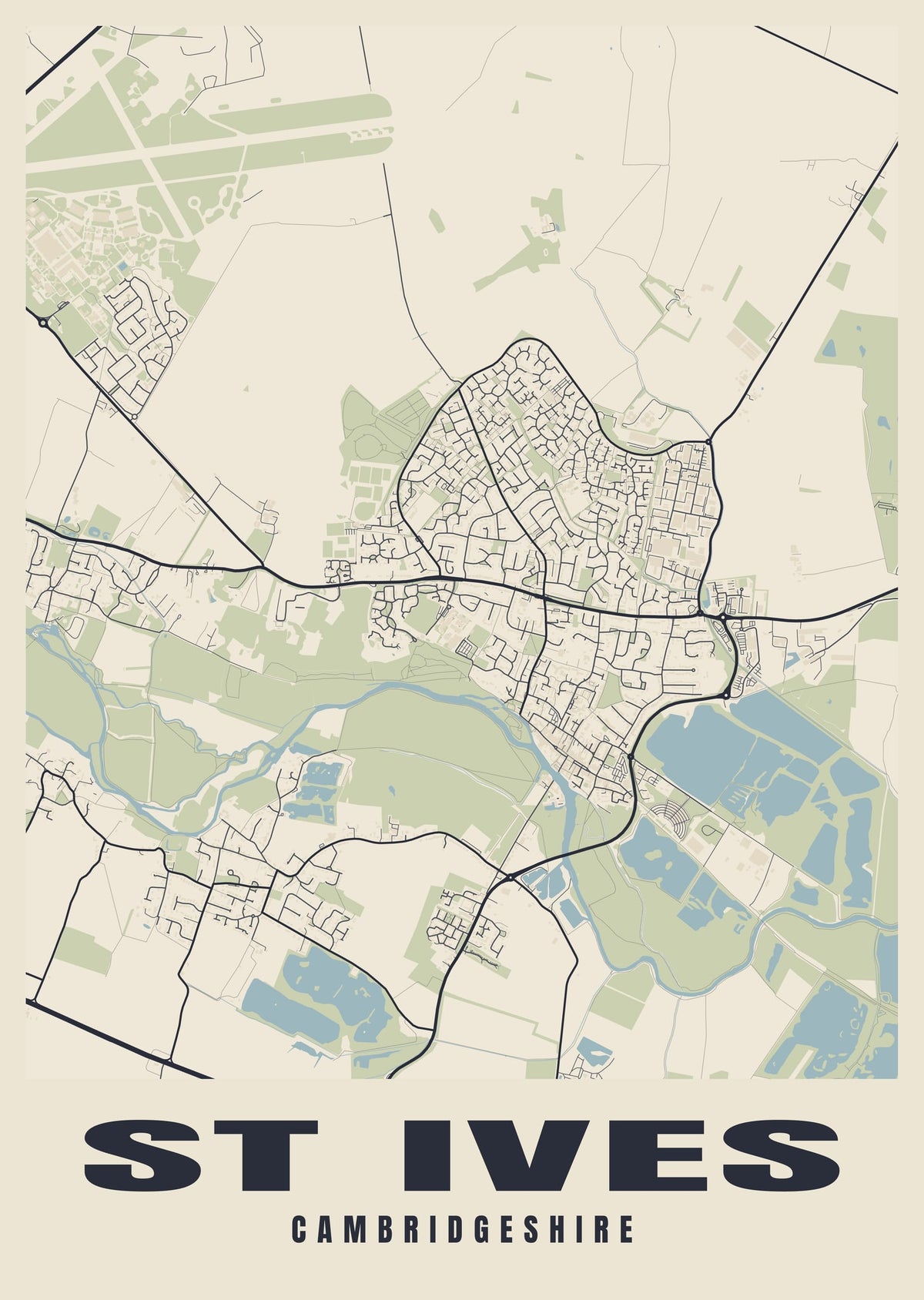 Street map poster of St Ives, Cambridgeshire