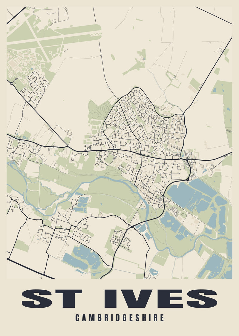 St Ives Street Map Poster