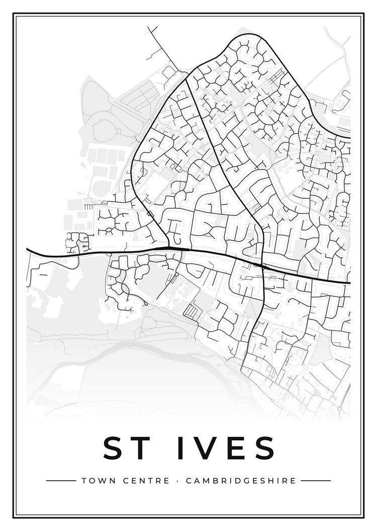 St Ives Town Centre Street Map Poster