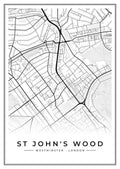 Street map poster of St John's Wood, Westminster, London