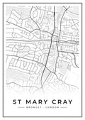 Street map poster of St Mary Cray, Bromley, London