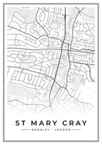 Street map poster of St Mary Cray, Bromley, London