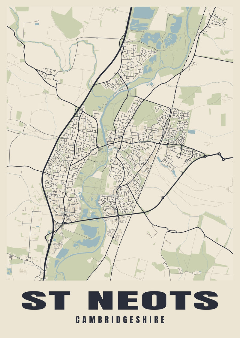 St Neots Street Map Poster