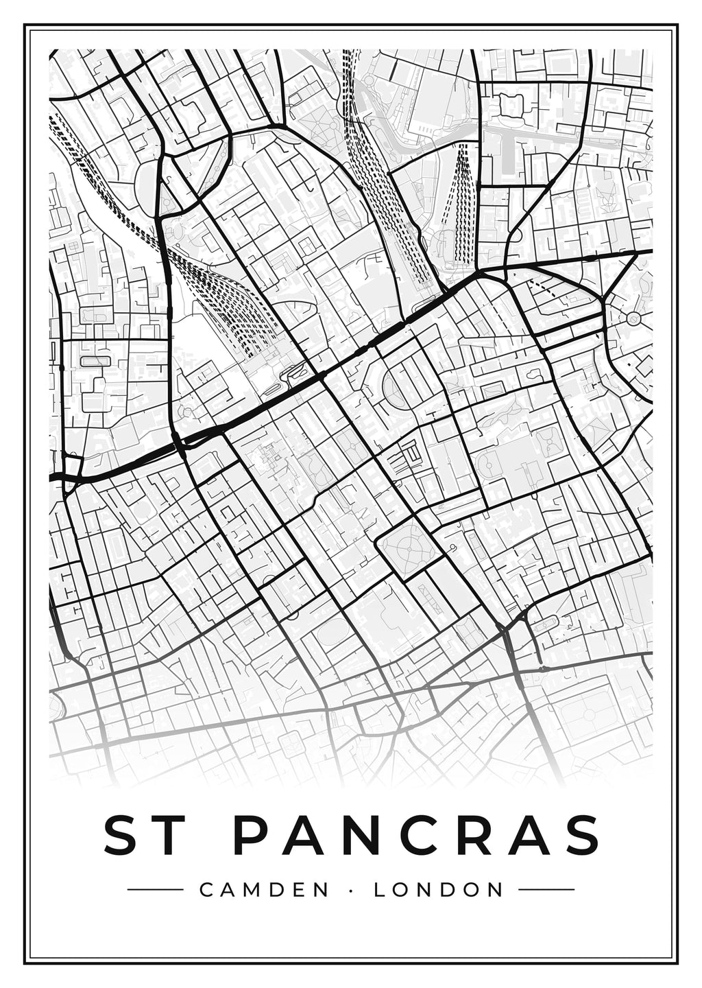 Street map poster of St Pancras, Camden, London