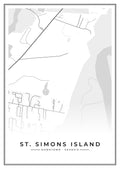 Street map poster of downtown St. Simons Island, Georgia