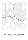 Street map poster of St Stephen-in-Brannel village centre, Cornwall