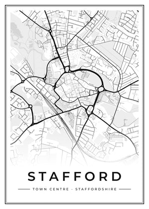 Stafford Town Centre Street Map Poster