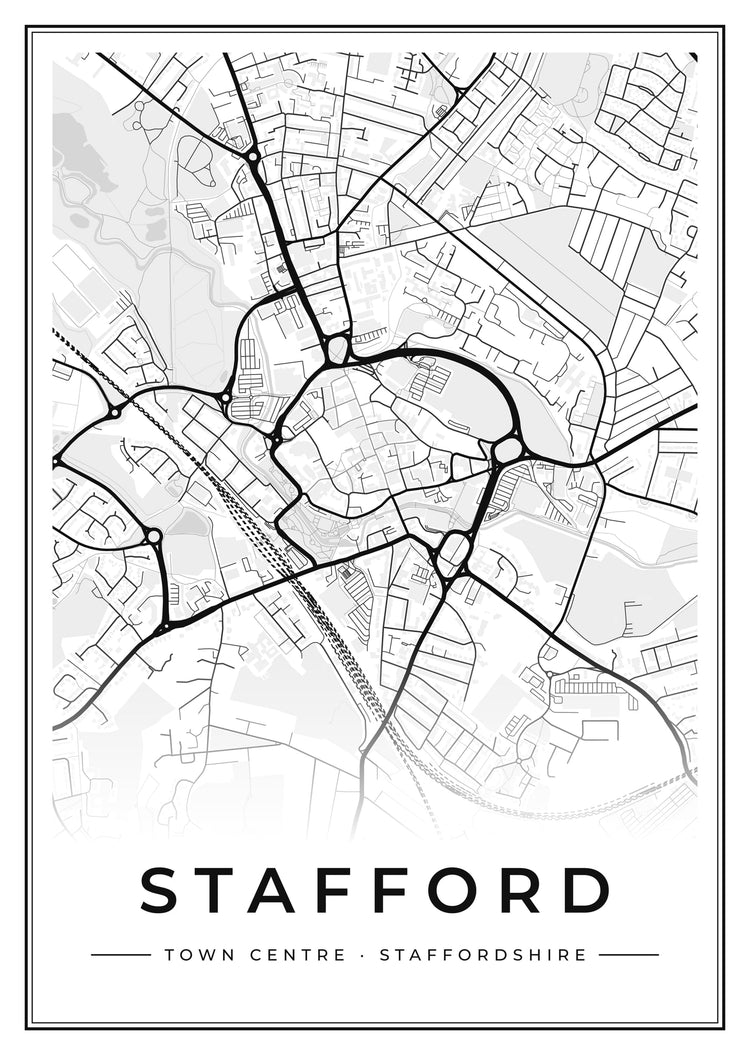 Stafford Town Centre Street Map Poster