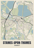 Street map poster of Staines-upon-Thames, Surrey