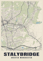 Street map poster of Stalybridge, Greater Manchester