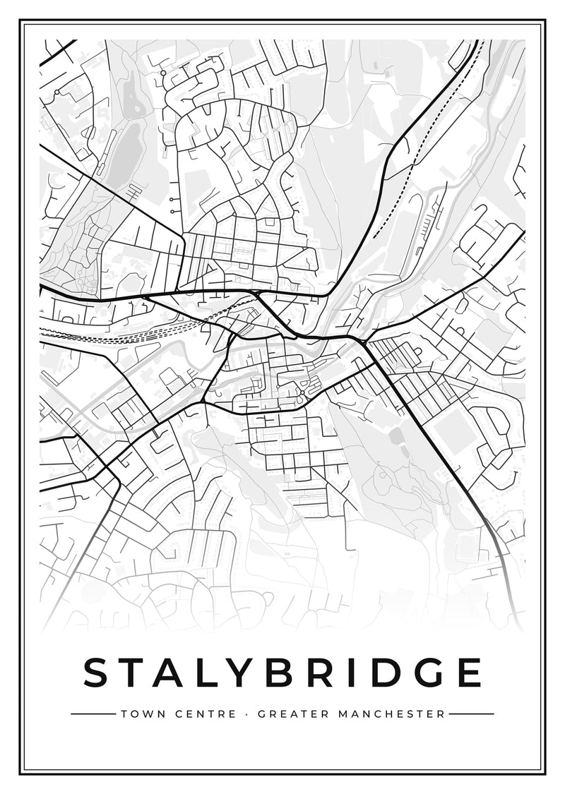 Stalybridge Town Centre Street Map Poster