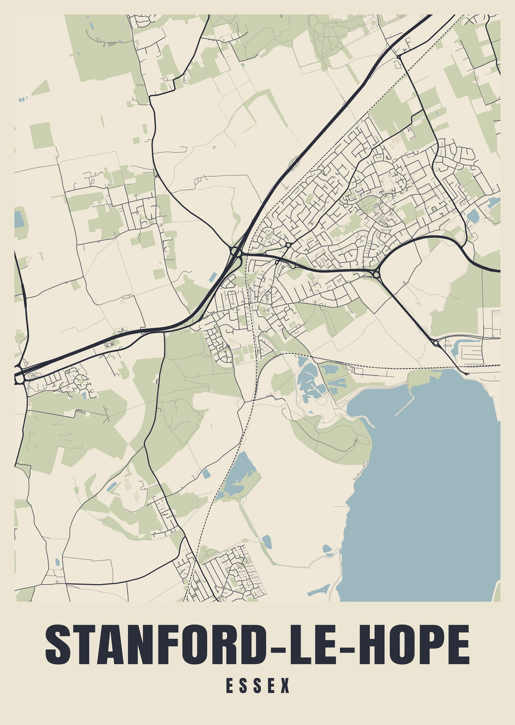 Street map poster of Stanford-le-Hope, Essex
