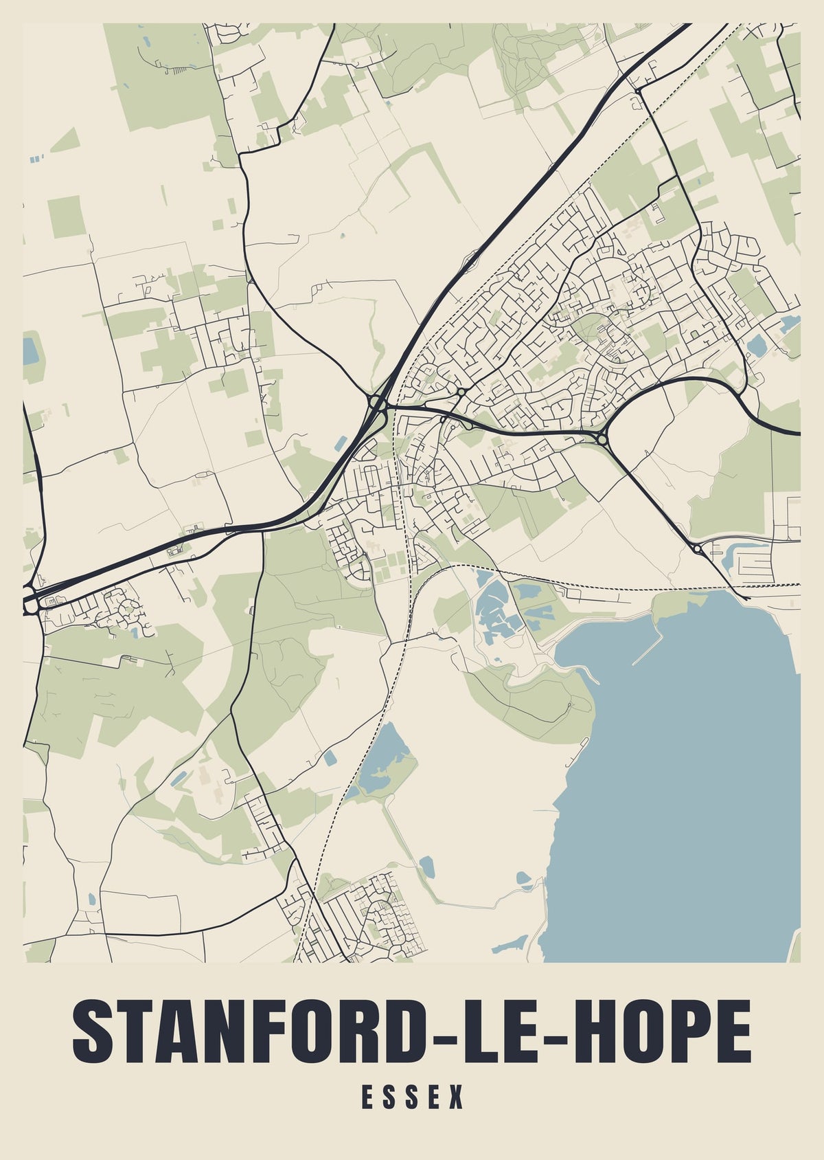 Street map poster of Stanford-le-Hope, Essex