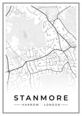 Street map poster of Stanmore, Harrow, London