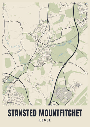 Stansted Mountfitchet Street Map Poster