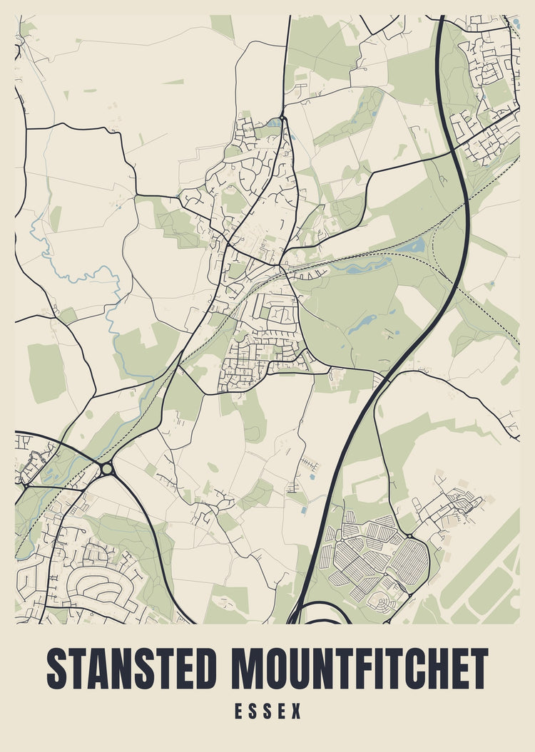Stansted Mountfitchet Street Map Poster