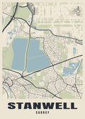Street map poster of Stanwell, Surrey
